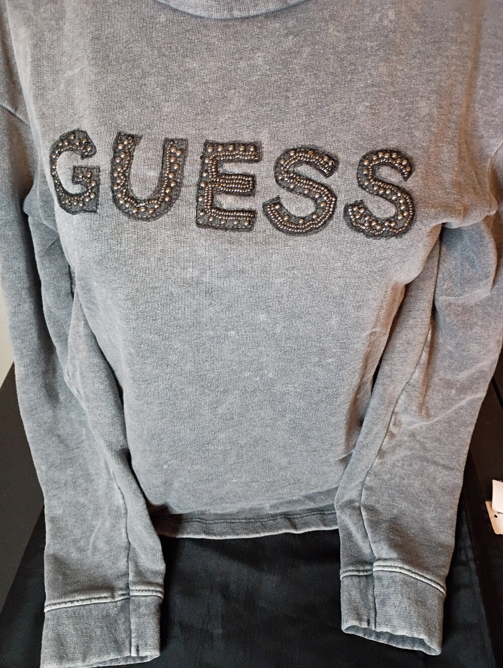 Guess Gray Embellished Logo Crewneck Sweatshirt